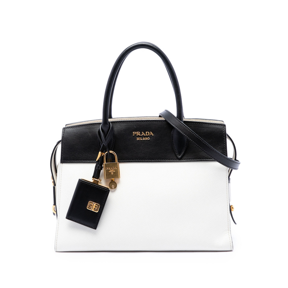 Pre-Loved Prada Bicolor Saffiano and City Calf Esplanade Satchel
